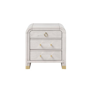 Malco - Nightstand With Spacious Drawer And Gold Metal Fluted Detailing - Black White
