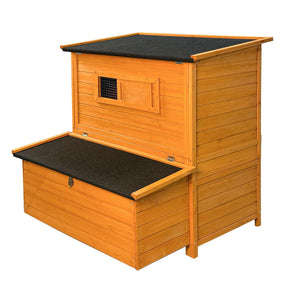 Chicken Coop, Large Chicken Coop With 3 Nesting Boxes, Foldable Ramp And Flip Up Asphalt Roof - Orange