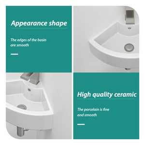Triangle Porcelain Wall Mount Vessel Sink with Overflow - White