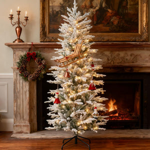 Artificial Flocked Christmas Tree with Warm Lights