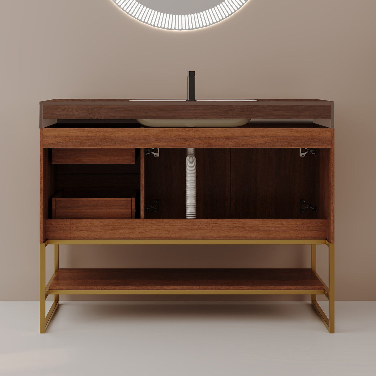 36" Modern Free-Standing Bathroom Vanity with Seamless Ceramic Sink