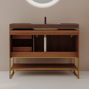 36" Modern Free-Standing Bathroom Vanity with Seamless Ceramic Sink