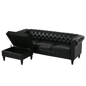 U-style 85" Modern 4-Seater L-Shaped Sectional Sofa with Storage Ottoman