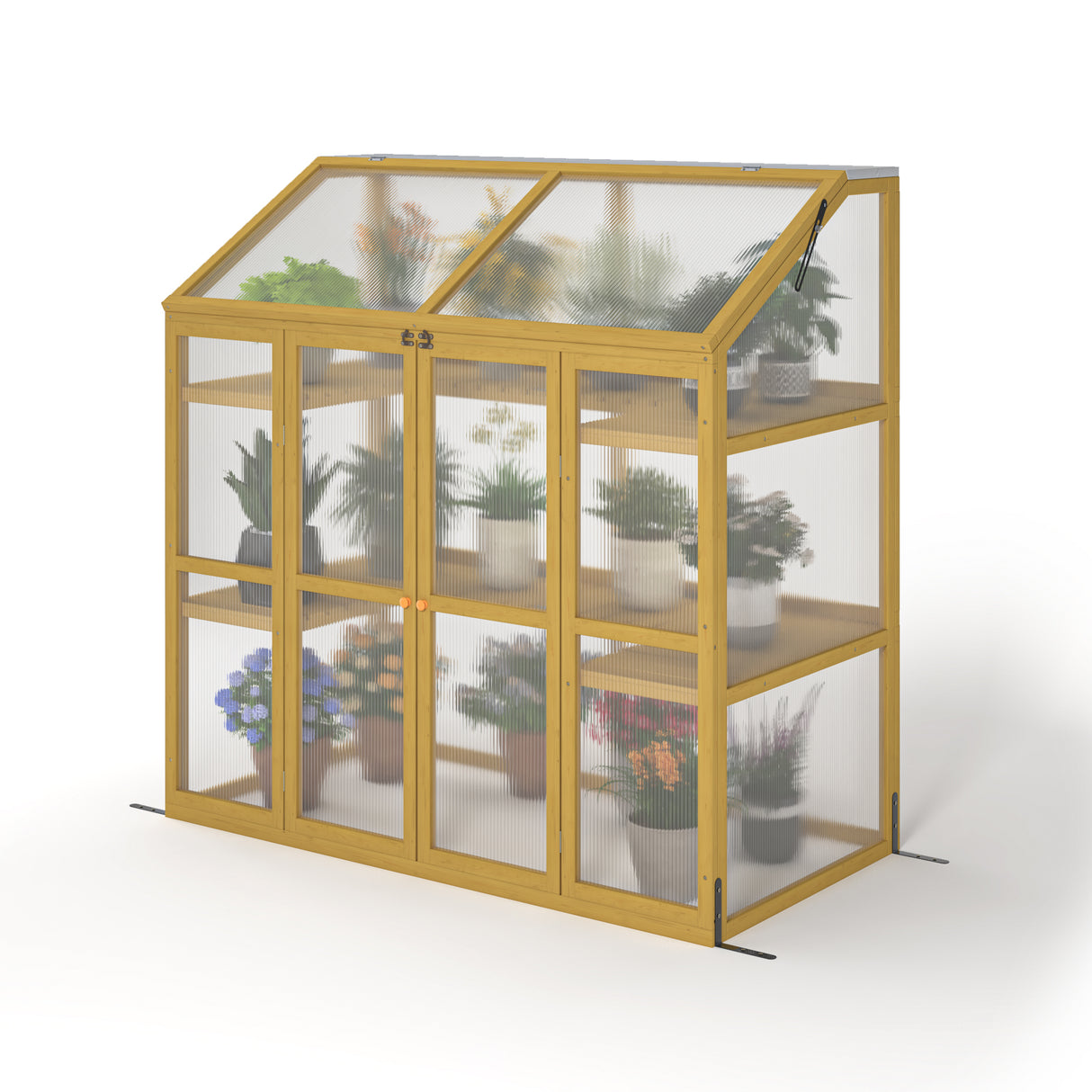 Wooden Partitioned Greenhouse- polycarbonate garden shed