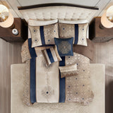 King 7 Piece Jacquard Comforter Set with Throw Pillows