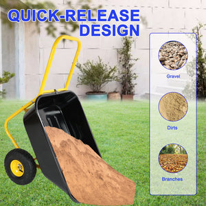 Two-Wheeled Barrow, Garden Cart with 10-Inch Pneumatic Wheels