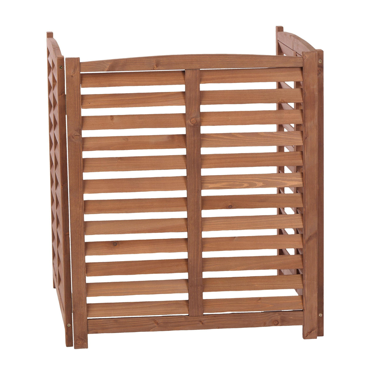 3 Panel Outdoor Air Conditioner Fence With Privacy Screen - Brown