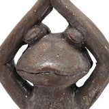 11.5x6.5x15 Brown Magnesium Yoga Frog Figurine in Namaste Pose with Gold Accents