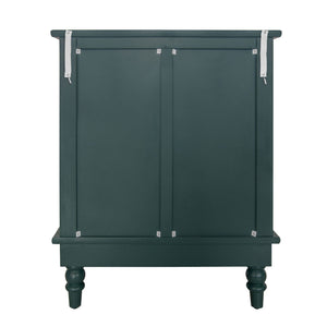 Blackish Green Hollow-Carved 3-Drawer Dresser with Metal Handles