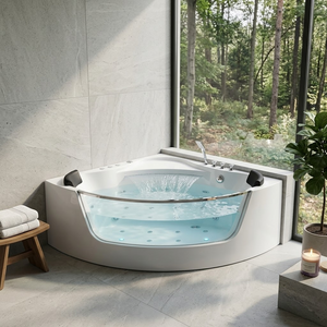 59" Corner Whirlpool Bathtub for 2-Person