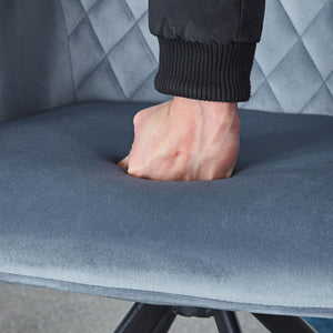 Modern Desk Chair No Wheel, Ergonomic Office Chair Home Office Upholstered Chair, Computer Chair For Bedroom, Reception Room, Living Room With Metal Legs - Blue