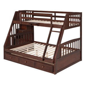 Bunk Bed With Drawers, Ladder And Storage Staircase