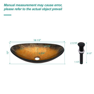 Veined Vessel Sink With Pop Up Drain, Boat Shape Bathroom Sink Above Counter - Gold