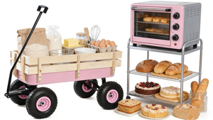 Outdoor Wagon All Terrain Pulling with Wood Railing