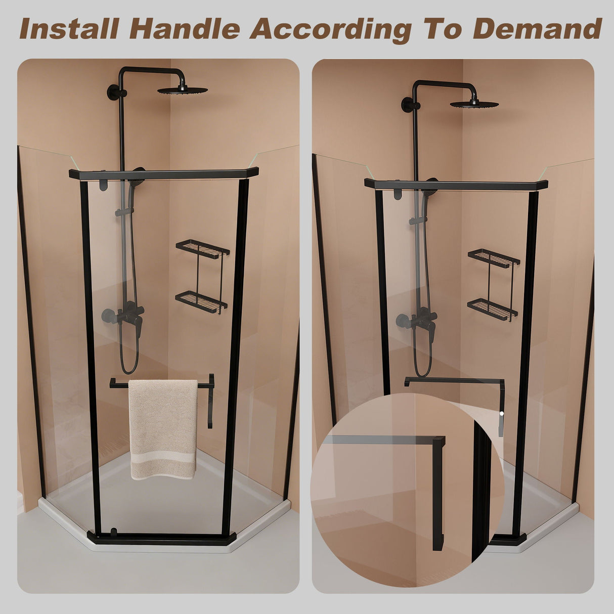 Frameless Neo Angle Shower Door WithTempered Glass