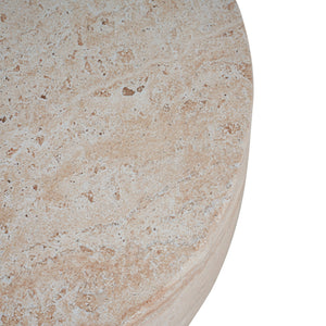 Outdoor / Indoor, Lightweight Concrete Side Table With Travertine - Beige