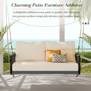 Outdoor Swing Sofa With Soft Cushions For Patio - Beige