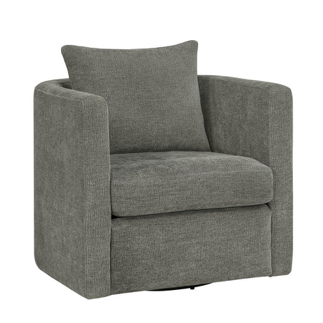 Sutton Light Grey Performance Fabric Swivel Barrel Chair