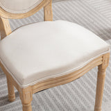 French Style Solid Wood Frame Linen Back Dining Chair Set of 2