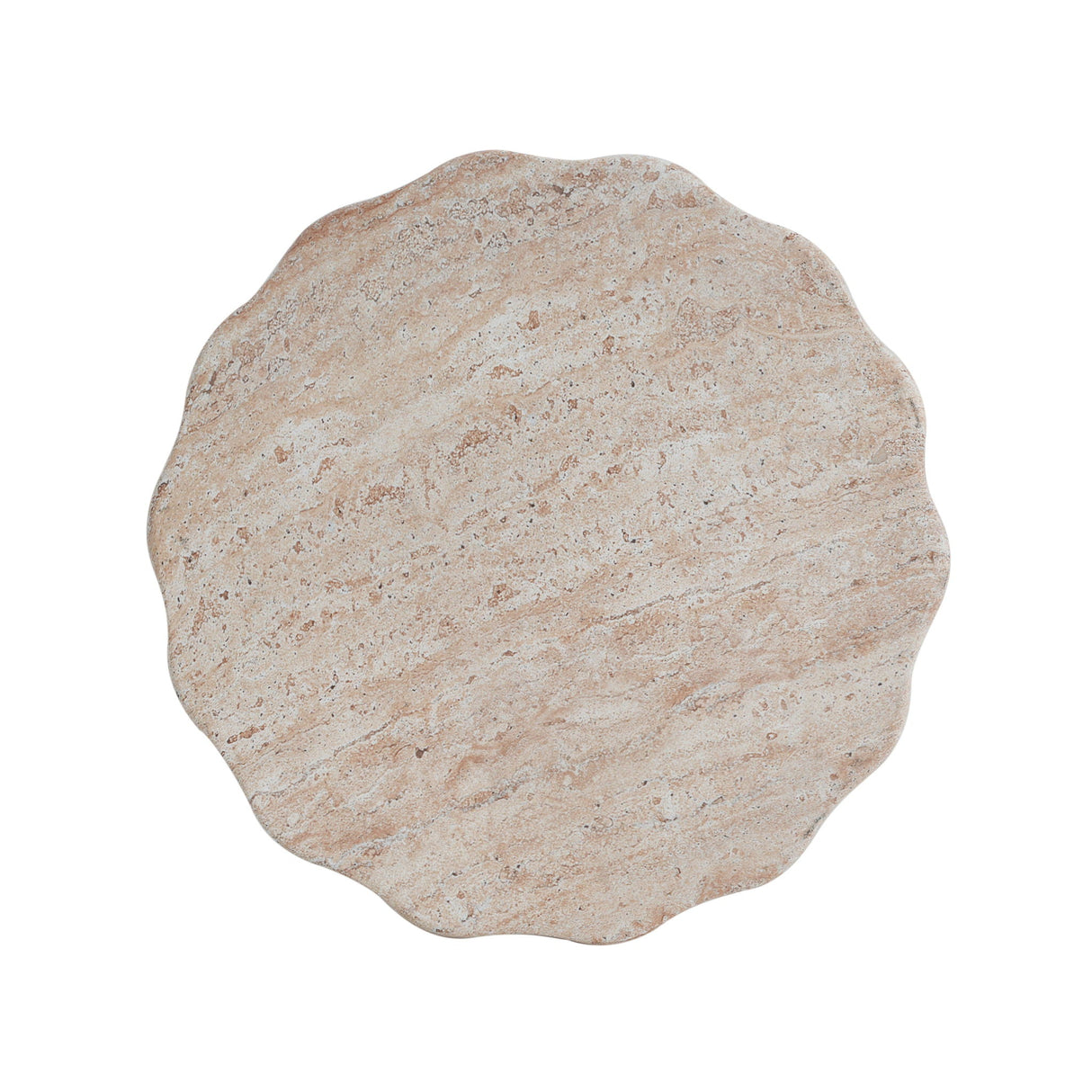 Elegant Indoor / Outdoor Lightweight Concrete Side Table With Travertine - Beige