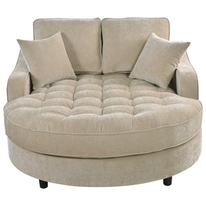 Modern Chaise Lounge Upholstered Sofa Couch With Tufted Seat And Detachable Pillows For Living Room