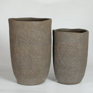 Round Concrete Planter Set of 2, Large Indoor & Outdoor Planter Pots