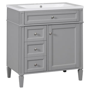 Bathroom Vanity With Top Sink, 2 Drawers And Tip Out Drawer, Rectangular Design