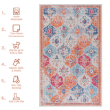 Naar Washable Area Rugs, Low-Pile, Non-Slip, Non-Shedding, Foldable, Kid & Pet Friendly