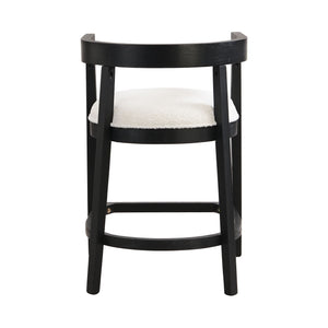 Modern Rubberwood Counter Stool Set With Upholstered Seats
