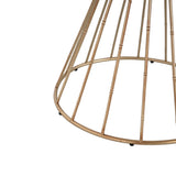 Hollow Edge Retro Art Pine Side Table with Antique Gold and Natural Color