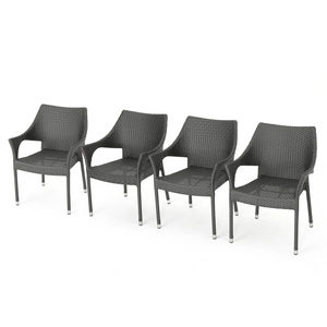 Mirage Grey PE Wicker Stacking Armchair, 4 Pieces