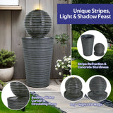 31.5' Tall Striped Concrete Column Fountain with LED Light - Gray Concrete Design
