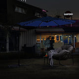 10ft Solar LED Offset Hanging Market Patio Umbrella - Navy Blue