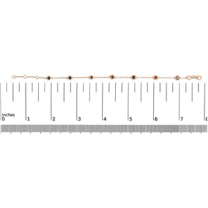 14K Rose Gold 1.00 Cttw Bezel Set Black Diamond 7 Station Link Bracelet (Black Color, I2-I3 Clarity) - 7.5" Inches