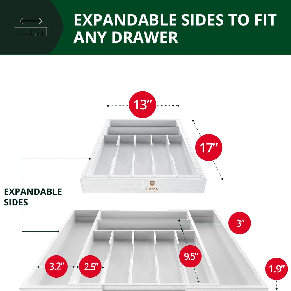 Silverware Drawer Organizer, White (9 Slots)