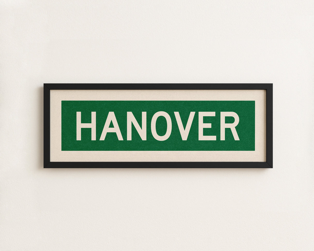 Framed Hanover Green and White Bus Scroll