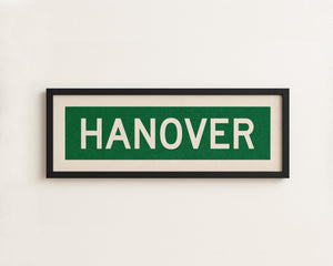 Framed Hanover Green and White Bus Scroll
