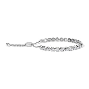 14K White Gold 6.00 Cttw Diamond 4”-10” Adjustable Bolo Tennis Bracelet (I-J Color, I1-I2 Clarity)