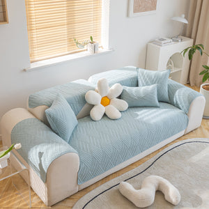 Quilted Geometric Cotton Sofa Cover, Non-Slip & Thick Padded Furniture Covers