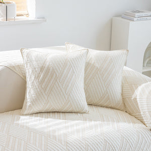 Quilted Geometric Cotton Sofa Cover, Non-Slip & Thick Padded Furniture Covers