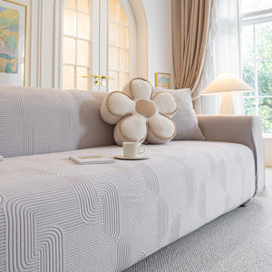 Modern Slipcovers Geometric Textured Stretchable Sofa Cover for Couch with Chaise