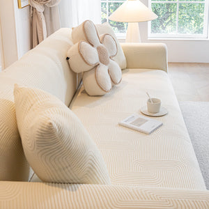 Modern Slipcovers Geometric Textured Stretchable Sofa Cover for Couch with Chaise