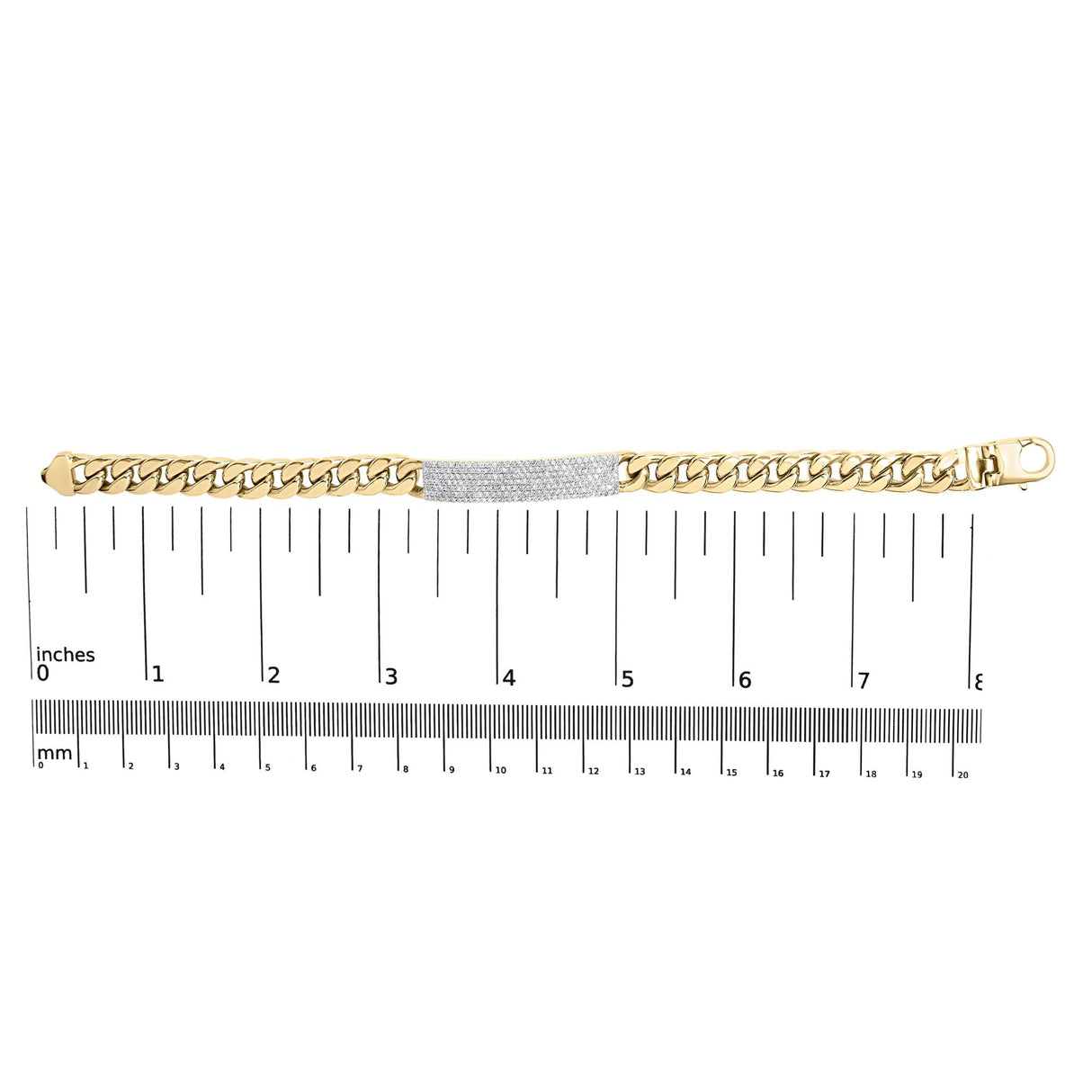 Men's 10K Yellow Gold 1 1/2 Cttw Diamond ID Cuban Bracelet (I-J Color, I2-I3 Clarity) - 8.5 Inches