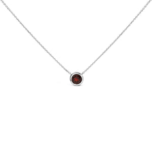 .925 Sterling Silver 7MM Bezel Set Created Purple Amethyst Pendant Necklace - 18" Inches