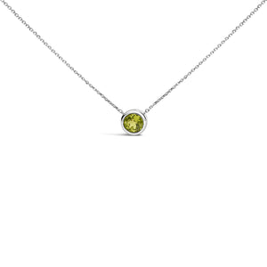 .925 Sterling Silver 7MM Bezel Set Created Purple Amethyst Pendant Necklace - 18" Inches