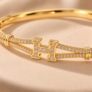 18k Gold Pave H Bracelet
