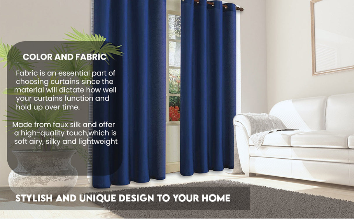 J&V Textiles 2 Panels Solid Grommet Faux Silk Window Curtain Drapes Treatment in 84" Length
