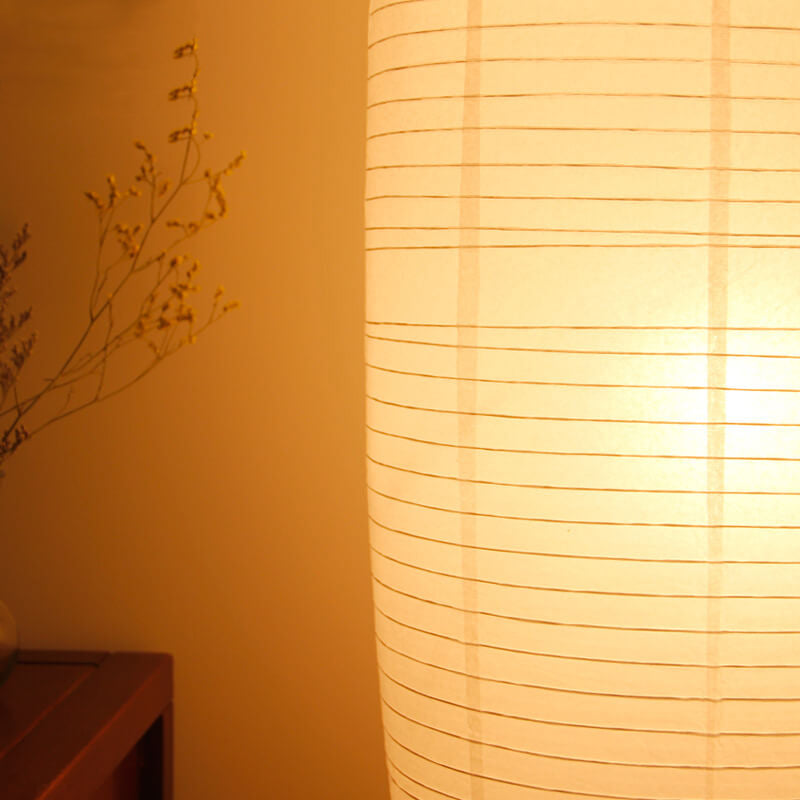 Nordic Rice Paper Column Floor Lamp 2-Light Tri-Color Lighting