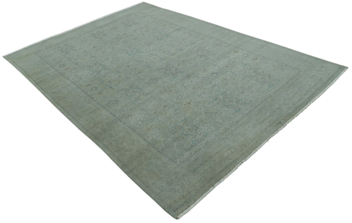 Traditional Turkish  Design Silver And Gray 6x8.7 Hand Knotted Wool Rug