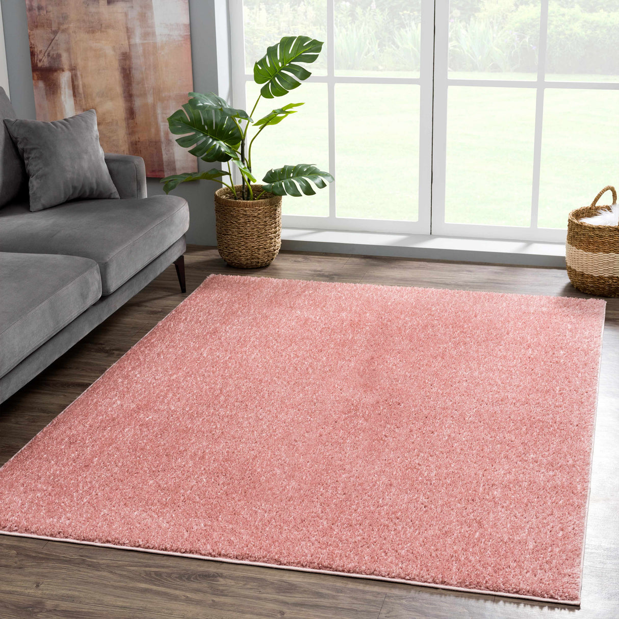 Judy Pink  Plush Washable Area Rug - Clearance